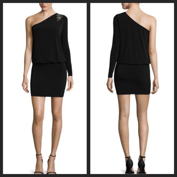 NTW Black One Shoulder long sleeve mini dress - Picture 2 of 8